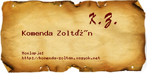 Komenda Zoltán névjegykártya
